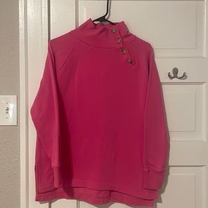 Wide button-collar pullover sweatshirt